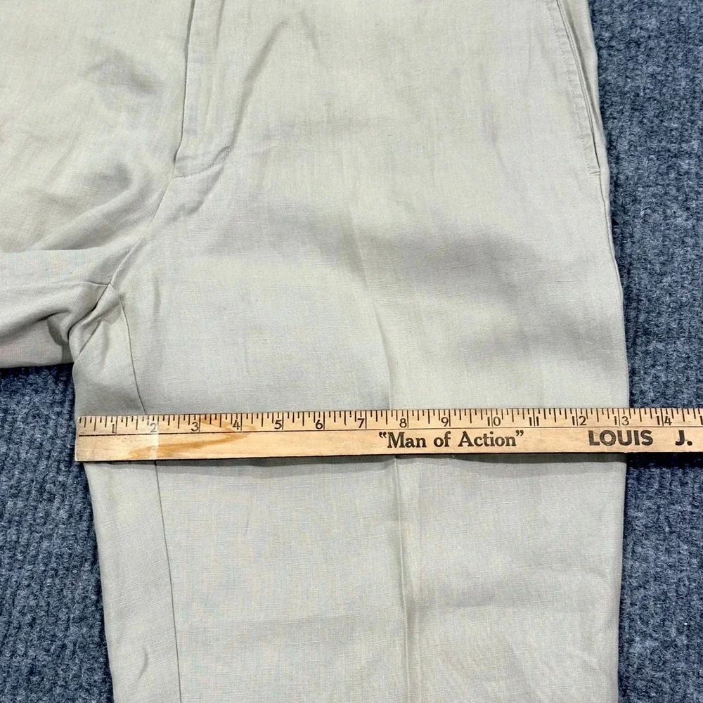 Brooks Brothers Irish Linen Pants Mens 38x30 Beige Khaki Flat Front Trousers